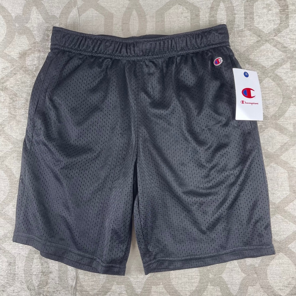 Champion Mesh Shorts Boys L 14/16 Black New Recycled Polyester Activewear 2024